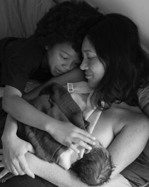 Aylya Marzolf Instagram - On April 11th at 4:25 am in the comfort of our own home we welcomed Mosey earth side. 

Birth Story: 
(Short version)
We weren’t expecting him to come early, Dirk was actually a few hours out of town for a job when it all started. I brushed it off and thought this can’t be it. Luckily I checked in with the midwives and she suggested Dirk come home. By the time he got home I was in full blown labor, contractions I couldn’t talk through and the midwives came right away. They set up the birth tub in our bedroom. I could barely walk the contractions were so intense. I labored in the tub, then on a birthing stool and then in my bed. And with the help and support of Dirk, Cassius and our midwives from @kindredspacela Mosey was born into our loving arms. I’d be lying if I didn’t say it was the hardest thing I’ve ever done, but it was 100% worth it. And I haven’t had to leave my bed since (except to go to the bathroom). It has been so warm, personal and loving. This entire experience. And it continues to be. 

I know home birth isn’t for everyone, but if you are curious about it I’m happy to talk about it all day. Truly a gift. I’m so incredibly grateful. And thank you all who have shared your love and support with us, throughout our relationship, through this pregnancy, and in celebrating our growing family. We love you all. ♥️ 

#homebirth #geriatricpregnancy #naturalbirthing #birthathome