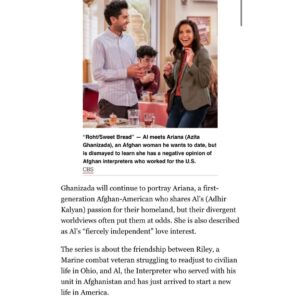 Azita Ghanizada Instagram - Get to make more of this 📺🎭

Shows been growing, and showing up to tackle big subjects in a tender way. It’s delicate, funny and oh so very meta. With so many people I care about who work really hard to make it special. 

It’s a little show with a big ol’ heart. If you haven’t watched, please tune in Thursday nights at 830pm. 

Thanks for the write up @deadline and for all the sweet DMs and texts.  More to come!! 

Season 2 premieres this Thursday, 10/7 830pm.

#UnitedStatesofAl