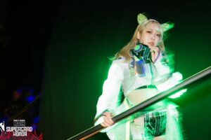 Azumi Instagram - Cyber cat 🐱🎧

@ringofhonor 
📸 @brainbuster_ 

・

・

Newコスチューム💚💜
箕星太朗さんの月刊ブシロード企画でデザインしていただきました！

・
 #ROH #STARDOM #cyber  #女子プロレス