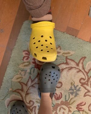B.K. Cannon Instagram - Like father, like daughter! (minus a hugely problematic character trait 🚩…and I’m not talking about Crocs!) @friedgold #WhyWomenKill #BehindtheScenes