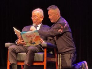 BD Wong Instagram - @georgehtakei played my dad in one of the first TV jobs I ever booked, many years ago, and we've had a bond ever since. #icymi last night we had a really nice conversation onstage at @symphonyspace in NYC about his life, his legacy, and his new book for Young People, #MyLostFreedom, a lovely, youth-angled, autobiographical book with charming illustrations by #michellelee centered around his family's internment in an Arkansas Incarceration camp. I love these pics of George reading to a packed and loving house from his moving and eye opening story; a story that isn't known or taught enough at all. Bravo, Papa!