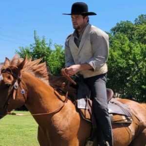 Bailey Chase Instagram - Not sure when I’ll post about work again with the impending strike so let’s sign off with a great day of riding and working with the maestro that is Barry Corbin. Thank you to the cast, crew, producers and director @kr_spurgeon for all your efforts in bringing Sod and Stubble to life. 🙏🏻