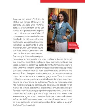 Bárbara Sut Instagram - • UMA MULHER PLURAL •
Minha primeira capa em uma revista veio acompanhada de uma matéria com entrevista que me deixou muito feliz! Ter espaços para falar sobre minha carreira e minha forma de ver o mundo é sempre muito especial, mas esse aqui na @revistaanamaria realmente mexeu com meu coração! Muito grata por fechar o ciclo de Amor Perfeito dessa forma! 🩵
.
Foto de capa @fotografia.dela 
Assessoria @nobreassessoria 
.
#revistaanamaria #anamaria #barbarasut #revista #capaderevista #globo #amorperfeito #entrevista #atriz #bastidores #novela #noveladas18h #tvglobo #redeglobo #protagonismonegro #blackgold #musica #calor