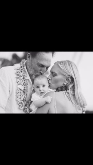 Barret Swatek Instagram - Dixon was baptized and blessed in front of family, friends, the majestic Maui ocean and God. Our friend Sheryl Cooper did the honors and it was pretty moving for everyone. Her sister Faye held her as @tanner.bromberg sang “Oli Mahalo” (Thankyou for the Day) to the setting sun. It gives me - and Adam - great joy that Dixon is beginning her life with an abundance of hope, faith and love ❤️