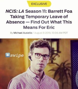 Barrett Foa Instagram - Missing my NCIS: Los Angeles family so much right now as they dive into what is sure to be an incredible and unforgettable Season 11. Meanwhile, I’ll be flexing some different muscles by diving into this complex and beautiful Pulitzer Prize-winning play. 
Missing you, Renée, Dani, Eric, Chris, Todd, and Linda. Don’t worry, I’ll be back in Oct!  #ncisla 
#AngelsInAmerica #play #creativity #theatre #theater #repstl #cbs #family