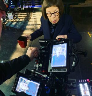 Barrett Foa Instagram - Mother Hen checking on her chick (aka me, aka B camera) 🐓 🐥 🎥🙋🏼‍♂️. I love my job. .
.
.
 #ncisla #hetty #henrietta #lindahunt #oscarwinner #ericbeale