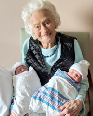 Barrett Foa Instagram - My grandmother Marie “Nonnie” Foa (going strong at 101) holding my cousin’s new twins. Four wonderful generations. Welcome to the planet!