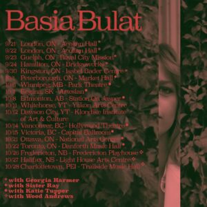 Basia Bulat Instagram - So very excited to share the stage with these wonderful artists this fall. 🌸🌸🌸 Welcome Georgia Harmer, Sister Ray, Katie Tupper, and Wood Andrews to The Garden Tour🌸🌸🌸 

What cities are we gonna see you in?!