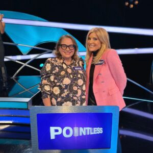 Beatie Edney Instagram - Tune in BBC1 16th March 20.40 - @michelledcollins and I team up for #celebritypointless to raise money for our chosen charities. Mine was @themayhew - rescue centre and animal home for cats and dogs. It was really terrifying as I’ve never done a game show. @misterosman and @xander.armstrong are such cool and collected hosts.