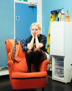 Bebe Cave Instagram - ‘DADDY ISSUES’ starts previews this Monday and we would love you to come. Thank you @helenmurraypix for taking these rehearsal photos. I’m so GLAD actually that the day we took photos was the day that these faux knee highs were my only clean pair of tights !! Suuuuuch a cool and flattering look!! Link to tickets in my bio ♥️