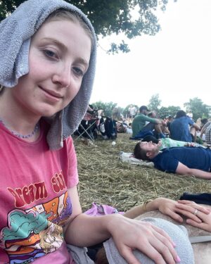 Bebe Cave Instagram - went to Glastonbury and had an incredibly nice time NO IRONY at all.im being COMPLETELY sincere. just fully good vibes with REALLY NICE And cool people . im sick to my stomach - did a WCTATRN podcast with @jessiecave all about it on our patreon link in my bio ♥️💕🤘