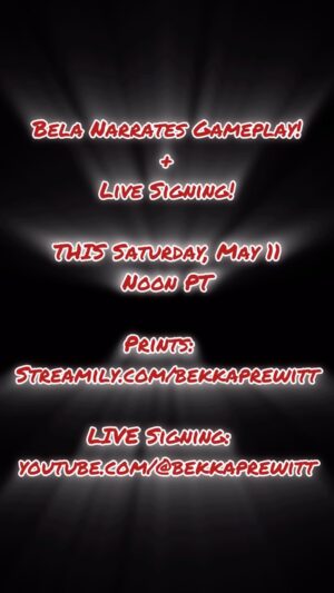 Bekka Prewitt Instagram - ❣️Wanna Hear from Bela!?!🩸 
By Request:
1. VILLAGE 3rd Anniversary LIVESTREAM Signing!
2. NEW PRINT! 
3. Bela Narrates Gameplay Before Signing! 
•
THIS Saturday, May 11 - Noon PT
Prints: 
Streamily.com/BekkaPrewitt
Live Signing:  youtube.com/@BekkaPrewitt
•
Digital 🎨: @thesouthernlocust 
Gameplay:  @heir_jordans 
@streamily.live 
•
#ResidentEvilVillage #BelaDimitrescu #umbrellacorporation #voactor #voiceactor #actor #pcapactor #belaslittleones #residentevil #pcap #mocap #performancecapture #theevilwithin2 #everafterhigh #kittycheshire #Dimitrescu #REVillage #vampires #LadyDDaughters #BekkasLittleOnes #actress #videogameactor #videogames #animation #gaming #BekkasLittleOnes #BekkaPrewitt #residentevilvillage #autographs #cosplay