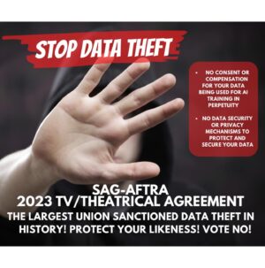 Bekka Prewitt Instagram - Recommend VOTING NO to AI replacing human actors & using our previous work, even our auditions, to train our AI replacements. And No to not owning our own digital identity! And No to not getting streaming residuals! 
•
🙏🏻 @chuckslavindotcom @peterjangofficial for gfxs 
•
#LevelUpMyContract #SAGAFTRAstrong #SAGAFTRA #SAGAFTRAstrike #united #standunited #Power2Performers #actors #writers #Solidarity #Strike #Hollywood #unions #acting #film #TV #television #unions #videogames  #movies #AI #residuals #streamers #studios #contracts #hollywood