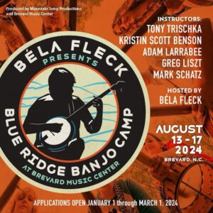 Béla Fleck Instagram - 🪕 Embark on your musical journey at Blue Ridge Banjo Camp! 🪕✨ Applications open January 1st, and here’s why you should make becoming a better banjoist your New Year’s resolution:

1️⃣ 
Unleash Your Musical Potential: 🚀 Make 2024 the year you take your banjo skills to new heights. Blue Ridge Banjo Camp is your pathway to unlocking the secret techniques of some fabulous  banjo players.

2️⃣ 
Learn from the Best: 🌟 This year’s instructors, Tony Trischka, Kristin Scott Benson, Adam Larrabee, Greg Liszt, Mark Schatz and Béla Fleck, will guide you through immersive workshops, sharing insights and techniques that will set you on
 a pathway to banjo growth.

3️⃣ 
Build Lifelong Connections: 🤝 Connect with fellow musicians who share your passion for the banjo. Forge friendships and collaborations that will last a lifetime. Your banjo community is waiting for you!

4️⃣ 
Fuel Your Creativity: 🌈 Break free from musical boundaries and let your creativity soar. Blue Ridge Banjo Camp is the perfect environment to explore new sounds, genres, and styles that will give you tools to redefine your musical identity.

5️⃣ 
Create Unforgettable Memories: 🌌 Make 2024 the year you look back on with a smile. The memories, the music, and the moments shared at Blue Ridge Banjo Camp will be cherished forever.

To apply on January 1st go to blueridgebanjocamp.com