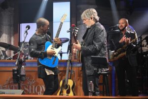 Béla Fleck Instagram - Thanks for having me @stephenathome, I had a wonderful time playing last night on @colbertlateshow. 

Thanks for the photos @skpnyc 

#Colbert