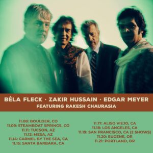 Béla Fleck Instagram - It's our day off after five nights of shows together. Playing together is really something special. 

Colorado, Arizona, California and Oregon - see you soon!