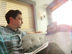 Ben Feldman Instagram - Tomorrow is the last day I’ll play Jonah Simms. No hugs goodbye, no see you at the wrap party, no awkward drunk conversations at the bar. The past year has been a lonely time especially when you’re celebrating, mourning, commemorating, saying goodbye. I think we’re all probably done taking other people for granted. It’s almost as if other people are the only thing that actually matters. I like to think in the end, that’s what Superstore was about. I’m gonna miss these other people dearly. But I know I’ll see them again. In person. This is a picture of me in my trailer “at” our final table read. When it was over, I clicked a button and everyone just disappeared.