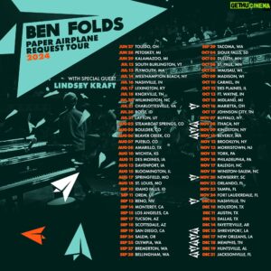 Ben Folds Instagram - 11 new cities just announced!
www.benfolds.com/tour

#PaperAirplaneRequestTour
