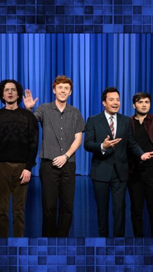 Ben Marshall Instagram - @pleasedontdestroy crashes Jimmy’s monologue to promote “Please Don’t Destroy: The Treasure of Foggy Mountain” now that the SAG strike is over 😂 #FallonTonight