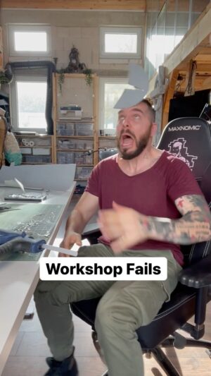 Ben Schamma Instagram - Crafting is a dangerous hobby 😬 I know I‘m not alone on this one - what are your biggest crafting fails? 😅

#workshop #crafting #craftsmanship #cosplay #powertools #fails