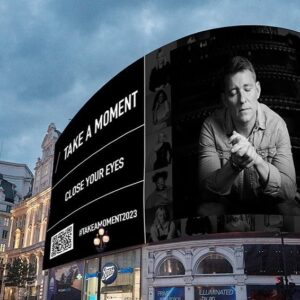 Ben Shephard Instagram - Just LOVE this brilliant campaign from the wonderful @rayburmiston so honored to have had the portrait he took of me on the screens @piccadillylights for a second year raising awareness of mental health. You can get involved with the campaign too and see your face on @piccadillylights with @theartofldn 
 
Here’s how you can take part…
 
  1.  Take an eyes closed selfie 
  2.  Upload it to Takeamoment.uk and you can follow 
 @takeamoment.uk  @piccadillylights #takeamoment2023  #mentalhealth #mentalhealthawareness