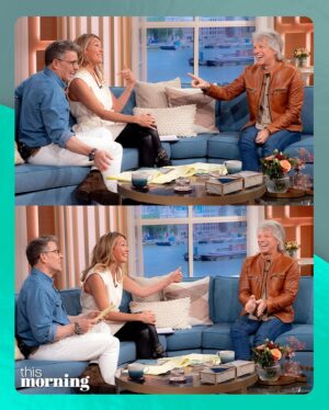 Ben Shephard Instagram - Amazing to have @jonbonjovi join @benshephardofficial and @catdeeley on the sofa today to tell all about the band’s upcoming documentary celebrating 40 years, and whether we might see them at Glastonbury sometime soon… 🎸

#ThisMorning #BenShephard #CatDeeley #JonBonJovi #BonJovi