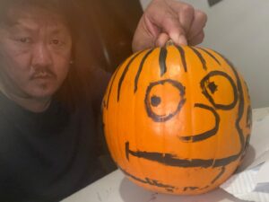 Benedict Wong Instagram - First ever pumpkin painting #ralphwiggum #iboobooyou