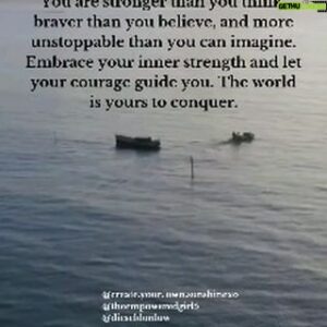 Benjamin Donlow Instagram - You are stronger than you think, braver than you believe, and more unstoppable than you can imagine. Embrace your inner strength and let your courage guide you. The world is yours to conquer.

What courageous step are you taking today towards your goals? Share with us below! 🌟✨
.
.
.
For more daily personal development,  mindset, Positivity and motivation 
Follow @theempoweredgirl5 @create.your.own.sunshinexo @dieseldonlow @dieseldonlowcompany .

.
.
.
#quotes #motivationalquotes #personaldevelopment  #explorepagereadyreel #viralreel  #fyp #instagood #goviral #theempoweredgirl5 #createyourownsunshinexo #wantmorein24  #instagood
#innerstrength #bravery #unstoppable #courage #empowerment #positivemindset #selfgrowth #motivation #inspiration #conqueryourfears #yougotthis
