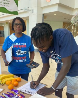 Beto O'Rourke Instagram - Pauline first volunteered with me at Dream Park. She wasn’t a VDR back then but was eager to do her part in registering voters. 

She wore a shirt with a photo of a Poll Tax Receipt. When I asked her about it, she said, “It was my father’s. He died 13 years ago. I have the same for my mother, who died 2 years ago at age 93. Regardless of how little finances they had, they always paid [their Poll Tax] to vote.” 

Yesterday, Pauline registered her first voters as a newly certified VDR at the community college. 

— Rocio, Powered by People volunteer in Tarrant County 

You can join Pauline, Rocio and the many other Powered by People volunteers who are registering Democrats to vote and personally staying in touch with them to make sure they turn out in November. 

Link in bio!