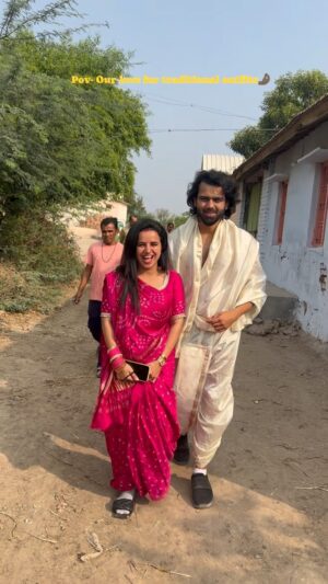 Bhavini Purohit Instagram - Obessed with Him🫶🏻 n this song 🤌🏻
.
My love for Bandhani sarees, who all loves sarees?Vote in the poll
.
[ Saree, Village, Kuldevitemple, Actor, Couple,Traditional wear, Saree, Bandhani , cute, crazy, Gujarat , travel ]
.
#influencer #love #couple #temple #couplegoals #videos #trend #cute #babe