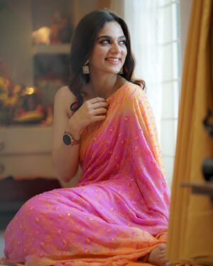 Bhavya Trikha Instagram - Saree glam with a touch of Barbie charm 💖
.

Photographer - @camerasenthil
Makeup - @elegant_bridalstudio
@pro_velu
Shoot Organized by @rrajeshananda