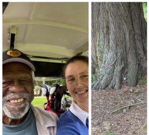 Bill Russell Instagram - The wife & I spent the day on the golf course. Ole #6 got a lucky bounce 🤣 I need all the help I can get against an Ex-Pro golfer.