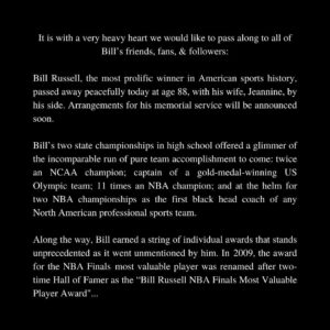 Bill Russell Instagram - An announcement…