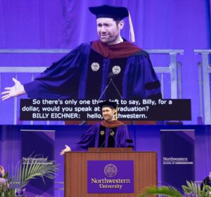 Billy Eichner Instagram - It was one of the biggest honors of my life to give the graduation speech at @northwesternu this year - specifically the School of Communication- which I graduated from as a theater major 25 years ago. (!!!) Northwestern is one of my favorite places in the world. I cannot imagine my life personally or professionally without having gone there. The friends I made there - not to mention my acting teacher, the glorious and beloved MARY POOLE - changed my life for the better in just about every way and I underestimated how emotional it would be to return to campus and speak to the graduating seniors. I love Northwestern and the friends I made there very much. Thank you to everyone who made it happen, especially Dean Johnson, and graduating senior @orlylewittes who gave me a truly hilarious introduction. And thanks always to Mary Poole, who retired from teaching but came to watch my speech and made me cry in the best possible way (Mary’s with me in the last few photos). Huge congrats to all the graduates and thanks again. It meant so much to me. GO CATS. 💜💜💜