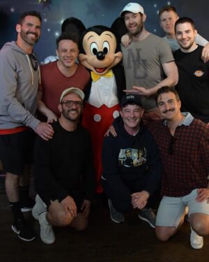 Billy Eichner Instagram - I adopted these 7 mostly middle-aged gay men and brought them to Disneyland as a little treat. (Apparently other people bring children?) We had the BEST time. And you must try the Avengers-branded chicken shawarma - surprisingly delicious! Thank you to my dear friend and colleague Mickey Mouse and all my friends @disney and @disneyland for a perfect day. I’ve been going to Disney parks since I was 5. It never, ever disappoints! 💫