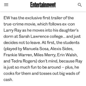 Billy Zane Instagram - This is one of the most challenging and fascinating character studies I’ve done in a very long time. Which says a lot considering #waltzingwithbrando is coming out this year too!
The weight gain, the accent, mannerisms and speech patterns required for this portrayal of #larryray in #devilinthedorm was what actors dream of. 
The collaboration awith a great actor’s director @elisabethrohm and the incredibly talented cast @tedrarogers @frankatankk @milesmmerry @themanuelasosa @alexissides @mattkevanderson @elisabethrohm and writer / producer @tolkinstephen has been among favorite professional experiences. And it all comes together on @lifetimetv thank goodness, as the inherent good taste and restraint that Network TV refreshingly affords such easily exploitable true life stories, allows for more focus on character and motivation when examining such sensitive topics as recycled trauma, cult like behavior, sex trafficking, and fraud. As a result in the hands of this wickedly talented team, this film is a firecracker! Tune in June 23rd! @entertainmentweekly article and embedded trailer in my bio.