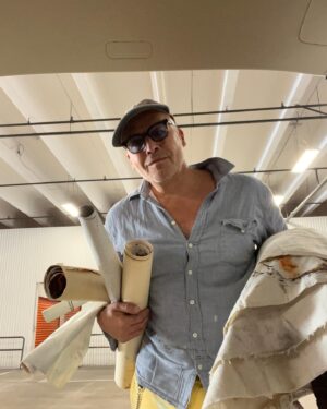 Billy Zane Instagram - Hitting the art locker, pulling pieces made on up-cycled shelf liner some years back and a discarded canvas umbrella…#garbagetogold💛 
Must be some exhibitions a brewing’!
