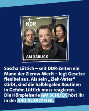 Bjarne Mädel Instagram - Als Tatortreiniger putzt er, als Sörensen löst er Kriminalfälle - und in der neuen Hörspielserie „Am Schlick“ spricht Bjarne Mädel „Enno“, den treuen Kompagnon von Werft-Arbeiter Lüttich.

Lüttich entwickelt sich in der Krimiserie „Am Schlick“ vom Handlanger zum obersten Drahtzieher im Hafenmilieu Mecklenburg-Vorpommerns und verstrickt sich dabei immer mehr in kriminelle Machenschaften. Es geht um Freundschaft, Verrat und den Verlust von Heimat.

Temporeich inszeniert, mit einem guten Gespür für Humor und die leisen Zwischentöne. Dazu gibt's einen düsteren, spannungsgeladenen Sound - und einen tollen Cast: Schauspieler Peter Kurth spricht die Hauptrolle Sascha Lüttich. Yvonne Yung Lee Bormann als Ex-Frau Mai, die die namensgebende Kneipe „Am Schlick“  betreibt. Und auch Charles Brauer ist mit dabei.

Alle Folgen findet ihr zum Bingen exklusiv bei uns in der ARD Audiothek. Über den Link in der Bio kommt ihr direkt zum Hörspiel.

#bjarnemädel #mecklenburgvorpommern #krimi #hörspiel #ardaudiothek