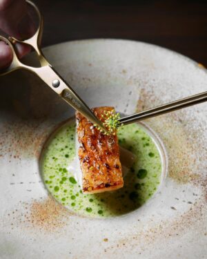 Björn Frantzén Instagram - Kinki from Fukuoka served with Zén Réserve caviar, fermented fennel & white asparagus at @restaurantzen.sgp