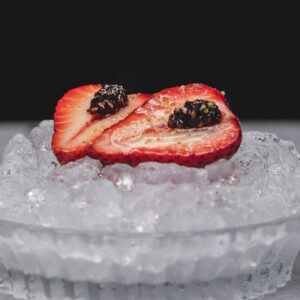 Björn Frantzén Instagram - Amaou ichigo 🍓 with candied pinecone.

The king of strawberry from Fukuoka, Japan. 

The word Amaou is an acronym derived from the words that stands for the fruit’s best qualities: amai (sweet), marui (round), okii (large), and umai (tasty).

Serves with candied pinecone from @hogtorpgard 
Lina hand-picked the right size of pinecone and had them preserved for us during spring. We use them when the snow is covering the forest floor over at Sweden in late December, which is also the season for Amaou.

A sweet bite of Nordic and Japanese @restaurantzen.sgp