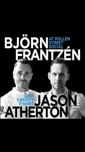 Björn Frantzén Instagram - One night, four hands and eight Michelin stars collectively. On Wednesday, June 19, @_jasonatherton will be joining forces with six Michelin star chef, @bjornfrantzen, for an unparalleled culinary experience in support of @jdrf_uk’s mission in finding a cure for type 1 diabetes - a disease shared by the daughters of both chefs. With only 50 tickets available, the exclusive one-night-only event will include a 9-course degustation menu and wine pairing as well as a final chance to dine at Pollen Street Social before its closure on July 31st. 

Every ticket purchased directly aids JDRF’s mission to combat type 1 diabetes, with 100% of proceeds donated to their vital research efforts. Don’t miss out on this rare opportunity—secure one of the limited 50 available tickets now via the link in @pollen_street_social bio.