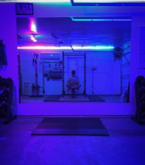Blaine Gibson Instagram - Feeling burnt out so I took a few days off for a staycation, spent the entire day in my garage tinkering and it felt amazing. My garage is my favorite space and the weather today was perfect for building. Here’s some stuff I got done:

-Installed new smart lights behind the squat rack
-Built a new weight storage system to replace my weight tree. Now I’ve freed up space for an exercise bike and found a good use for some severely underutilized space under the shelves my dad and I built together
-Did a deep clean and reorganized some accessories that have been kinda floating for a bit, now they’ve got their own little home
-Also, a few weeks ago I upgraded my sound system with some thrifted speakers that sound spectacular. I built some spartan shelves for them and ran cable through the ceiling, very happy with how they turned out.

Gonna spend the next few days sewing, writing, watching X-Files and relaxing ✌🏼