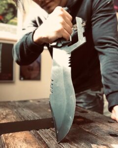 Blair Redford Instagram - Gettin fired up for @rambomovie tonight. So here’s a pic of an excessively large knife. ... ☝️but can you identify it?