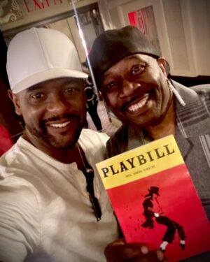 Blair Underwood Instagram - Back in NY recently and had to check out Michael Jackson (MJ) The Musical on Broadway. #DOPE. Ran into my brutha, Bow-Legged Lou during Intermission. One of the best peeps in the Biz, goin’ all the way back to the #KrushGroove days. Always keepin’ it real! #FullForceGetBusyOneTime.