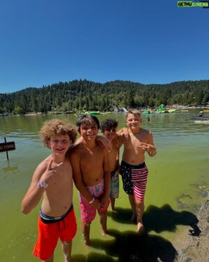 Blake Foster Instagram - Fourth of July weekend, we spent a memorable time with my sister, her husband, my nephew Luca, and three of Jaxon’s friends for Jaxon’s birthday celebration 🎉. On Thursday, we barbecued, had gel blaster gun fights, and relaxed in the jacuzzi. Friday was spent on the lake with an inflatable obstacle course, jumping off cliffs, and a huge water slide. The kids had a blast, and we all got sunburned 🤣. Great weekend with the fam 💙✌️ #4thofjuly #weekendvibes #family