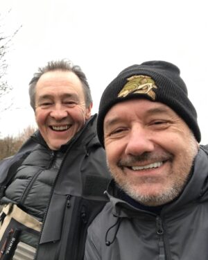 Bob Mortimer Instagram - On the riverbank with Paulio