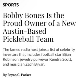 Bobby Bones Instagram - Great time with the Major League Pickleball team @rancherspickleball. And super cool to meet the team!