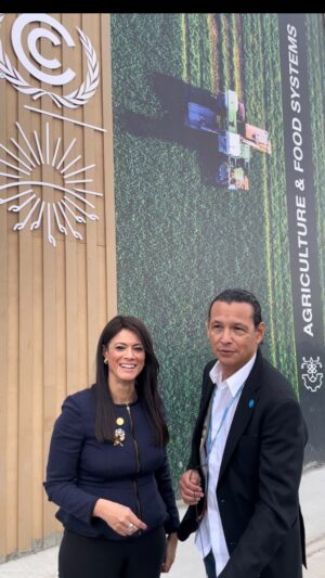 Bobby Chinn Instagram - The writing on the wall behind us was not randomly selected...There is no better person to talk about food than a chef, right @bobbychinn? And in our biased opinion, there is no better place to talk about climate than the gem that is #SharmElSheikh.

#Food security, disrupted by the implications of #climate change, requires a commitment to adaptation efforts, such as reducing food waste, an initiative by the @rcitiesnetwork. 

#COP27 #TogetherForImplementation