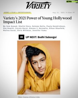 Bodhi Sabongui Instagram - Thank you @variety for including me in the 2021 Power of Young Hollywood Impact List. Link in bio. 

#variety #varietymagazine #BlackAdam
