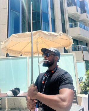 Bonko Khoza Instagram - One of my most favourite moments in Cannes was when I got taken on a tour of the @dpa_lounges at the Marriot where I met some incredible entrepreneurs and artisans. A truly memorable part of it was experiencing the @hinomoto.org369 a group of artists and artisans from Japan. I got to meet @hidehiranezukei a swordsmith from Japan who makes traditional Samurai swords. I was told that when he makes them, he instills a spirit into the sword giving it a life of its own, so when you hold the sword, you feel its spirit/presence and can even engage with it.  Sounds very esoteric but it’s true. 

When I held that sword, I closed my eyes and felt like I was standing in the presence of a gentle but powerful giant. They reassured me that that was probably the spirit of the sword. @mandlakayise_dube went through the day before and I remember how he kept saying how deep the experience was. And it really was. I’m pretty sure there ls a deep unspoken connection between African and Japanese culture. Somewhere somehow, I’m sure of it. 

#cannesfilmfestival #dpaloungesgiftsuite #dpalounges